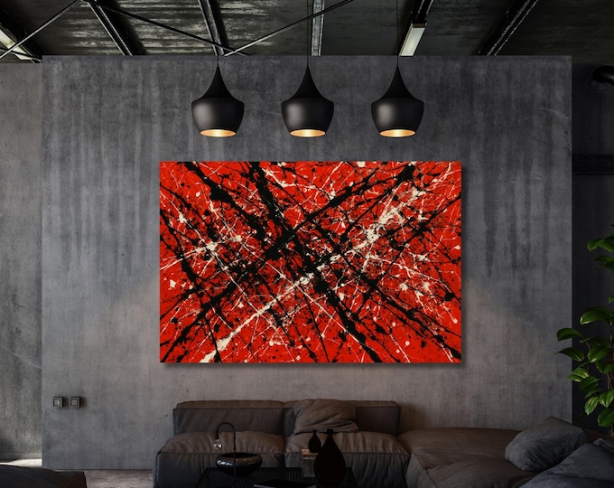 Pollock Style Canvas Wall Art, Abstract Drip Painting Print, Modern Splatter Art, Jackson Pollock Inspired Canvas, wall hangings Wall Decor