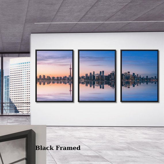 Toronto City Skyline Canvas Wall Art Canada Picture Scenery Set of 3 Piece Wall Canvas Print Modern Art Poster Home Decor Gift For Him Her