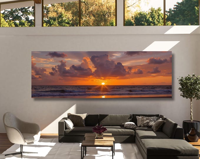 Tropical Sunset Canvas Print – Beach Wall Art, Colorful Sky