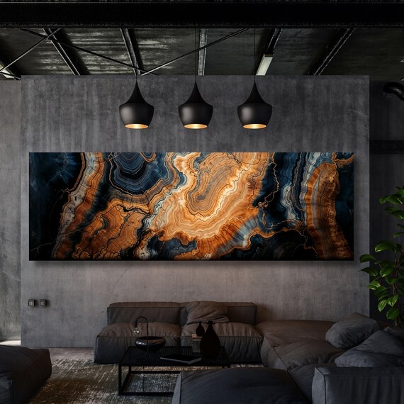 Panoramic Tree Rings Canvas Wall Art Elegant Natural Wall Art Great Design Solution for Echo Tree Ring Print of stump, Tree ring Canvas art