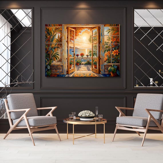 Open Window Henri Matisse Style Canvas Wall Art Henri Matisse Painting Sea Orange Matisse Window Klimt Canvas Oranges decor gift wall art