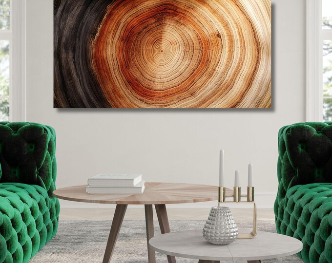 Tree Ring Canvas Wall Art, Natural Wood Texture Print (Digital Download)