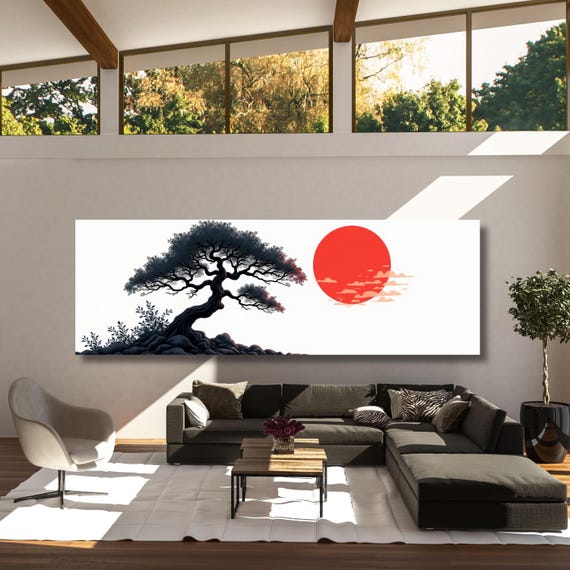 Japanese Maple Tree Sunset Canvas Art: Vintage Rothko Inspired Print