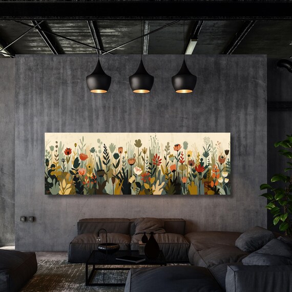Watercolor Cherry Blossom Print Canvas Art, Rainbow Birds on Wire Print, Dark Botanical Floral Wallpaper, Whimsical Nature Wall Decor