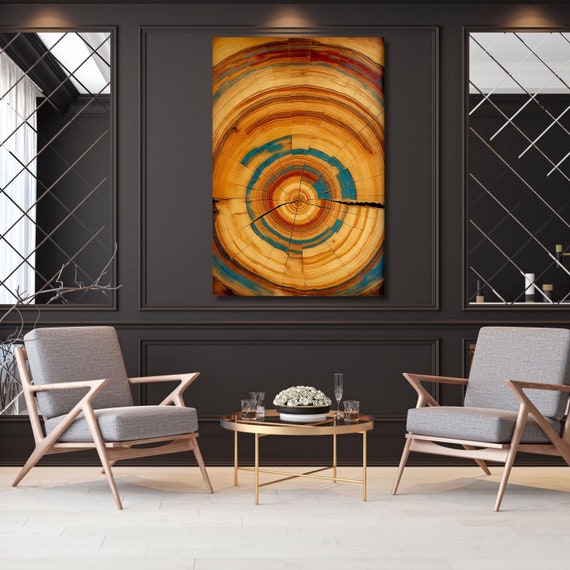 Wood Texture Wall Decor Wood Crack Abstract Natural Canvas Wall Art Great Design Solution Tree Ring Print of stump,Tree ring Canvas art gift