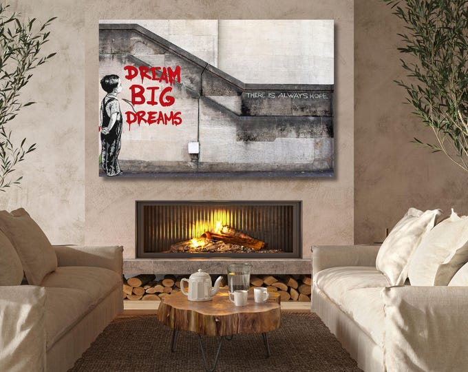 Banksy Dream Big Dreams Graffiti Canvas Art Print