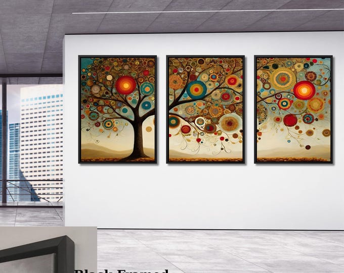 Tree of Life Wall Art: Boho Living Room Decor - Vibrant Canvas