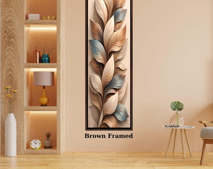 Tall Narrow Canvas Wall Art - Modern Sun and Tree Design