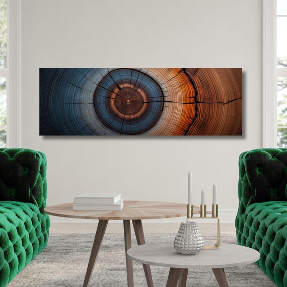 Panoramic Tree Rings Canvas Wall Art Elegant Natural Wall Art Great Design Solution for Echo Tree Ring Print of stump, Tree ring Canvas art