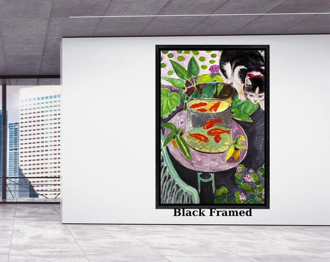 Matisse Goldfish and Cat Canvas Print: Modern Abstract Wall Art