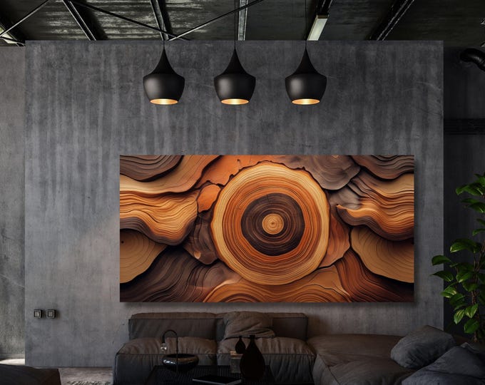 Tree Rings Wall Art Canvas - Organic Wood Grain Pattern