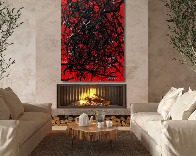 Abstract Drip Canvas Art: Pollock Style Print (Multiple Sizes Available)