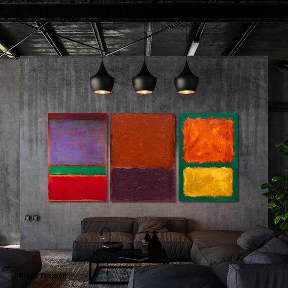 Set of 3 Rothko Style Abstract Canvas Prints: Minimalism Painting