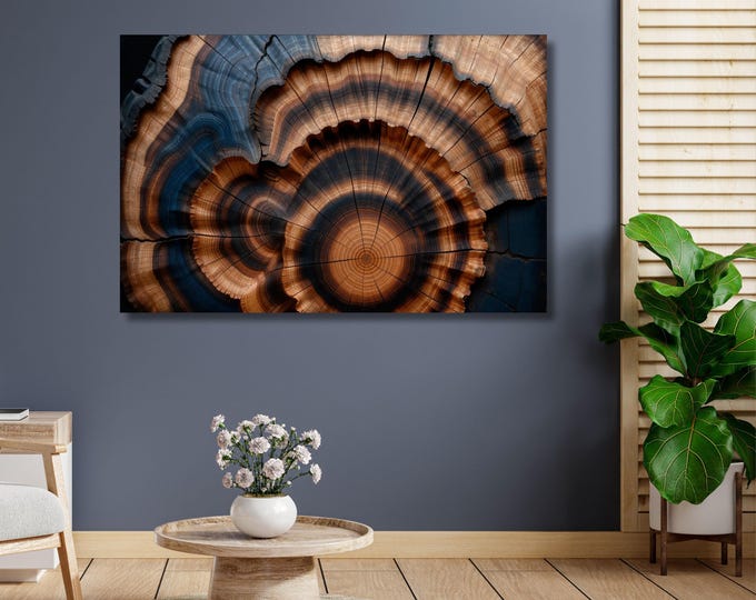 Tree Ring Canvas Wall Art, Wood Texture Print, Natural Stump Texture Home Decor