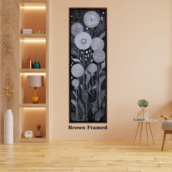 Long Narrow Canvas Wall Art Vertical Nature Print Tall Modern sun Tree or Mountain Wall Decor for Hallway,Entryway Small Space Styling Print