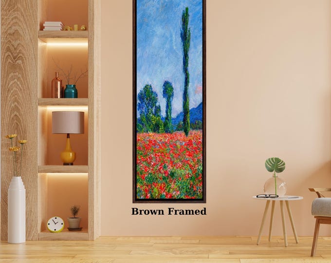 Vertical Nature Canvas Art, Monet Style Tall Wall Decor, Hallway Entryway Print