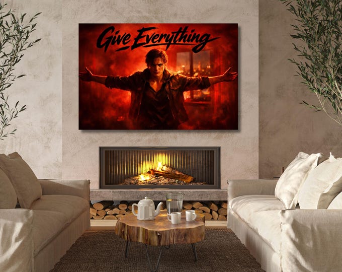 Give Everything Motivational Quote Canvas – Office Decor Wall Art, Inspirational Typography Print Wall Decor for Bedroom or Living Room