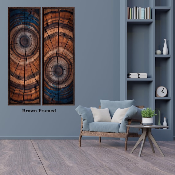 Set of 2 Panoramic Tree Rings Canvas Wall Art Elegant Natural Wall Art Great Design Solution for Echo Tree Ring Print of stump,Tree ring