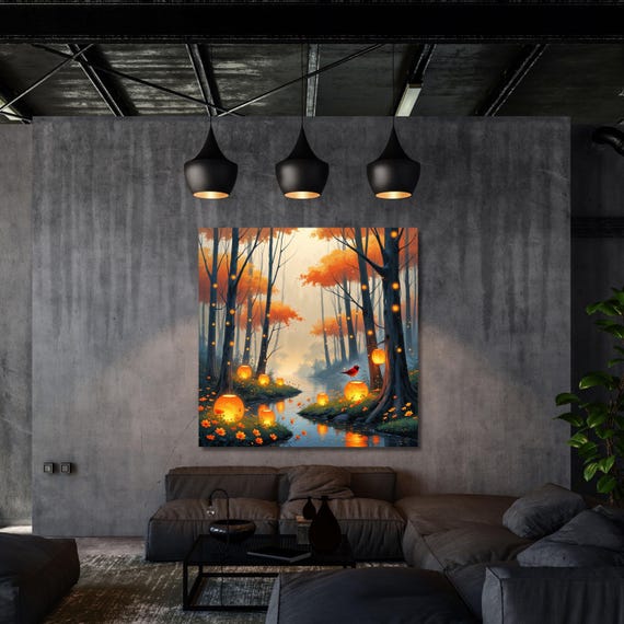 Klimt Inspired Autumn Forest Canvas Art: Celtic Sun Print