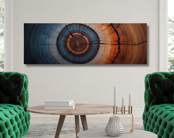Panoramic Tree Rings Canvas: Natural Wood Wall Art
