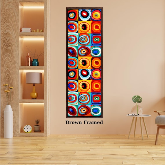 Long Narrow Canvas Wall Art Vertical Nature Print Tall Modern Wall Decor for Hallway,Entryway Small Space Kandinsky Geometric Inspired Print