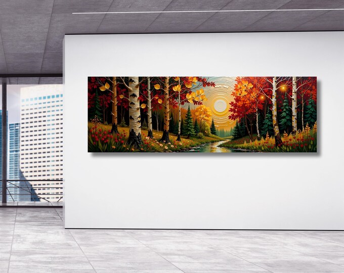 Klimt Style Birch Tree Canvas Wall Art: Yggdrasil Celtic Decor