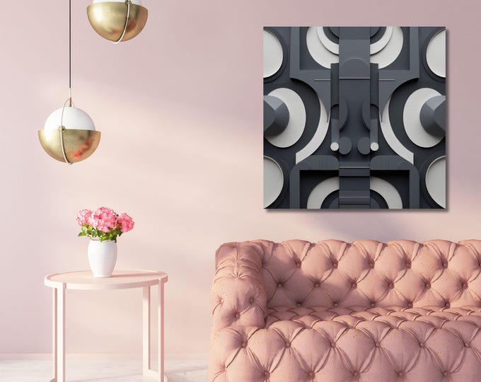 Modern Geometric Canvas Print - Natural Wood Grain Texture