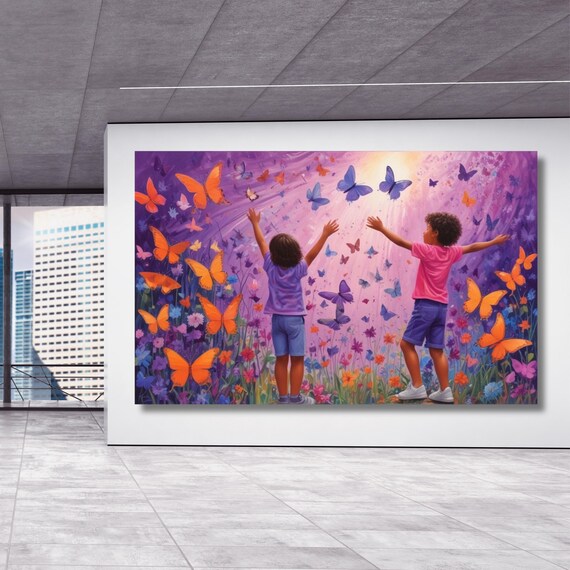 Butterfly Graffiti Canvas Art, Banksy Style Wall Decor