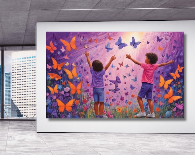 Butterfly Graffiti Canvas Art, Banksy Style Wall Decor