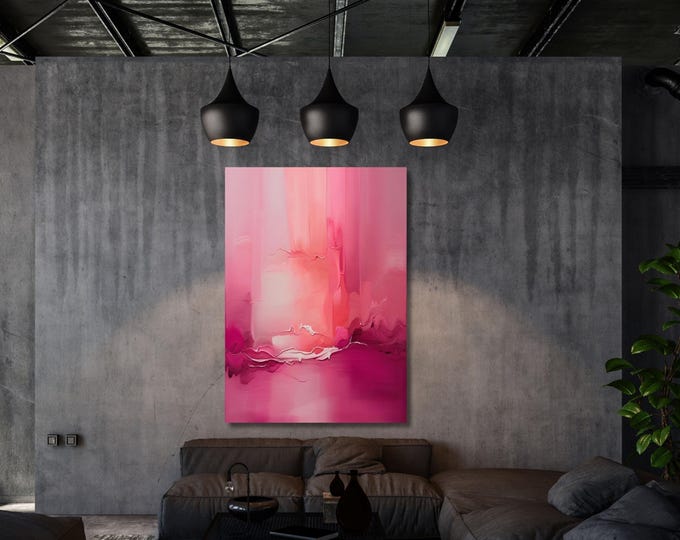 Abstract Canvas Wall Art, Pink Rothko Style Painting, Modern Exhibition Print