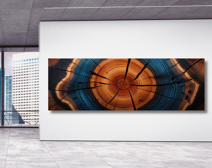 Panoramic Tree Ring Canvas Art: Elegant Natural Wall Decor