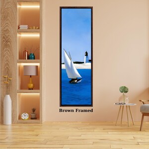 Edward Hopper Style Sailing Canvas Art, Vertical Nautical Lighthouse Print