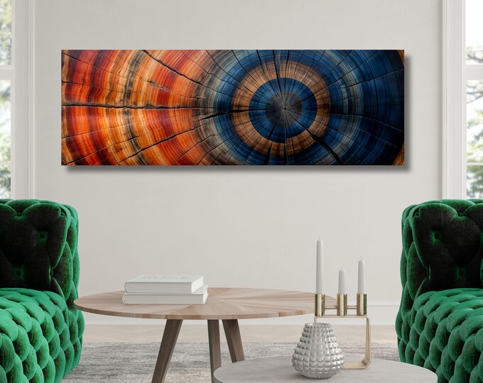 Panoramic Tree Rings Canvas: Natural Wood Wall Art