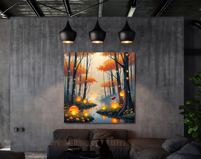 Klimt Inspired Autumn Forest Canvas Art: Celtic Sun Print