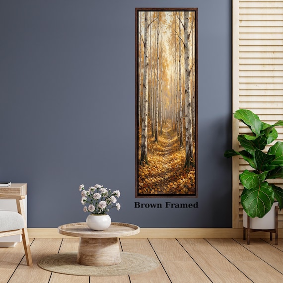 Long Narrow Canvas Wall Art Vertical Nature Print Tall Modern Tree or Mountain Wall Decor for Hallway, Entryway or Small Space Styling Print