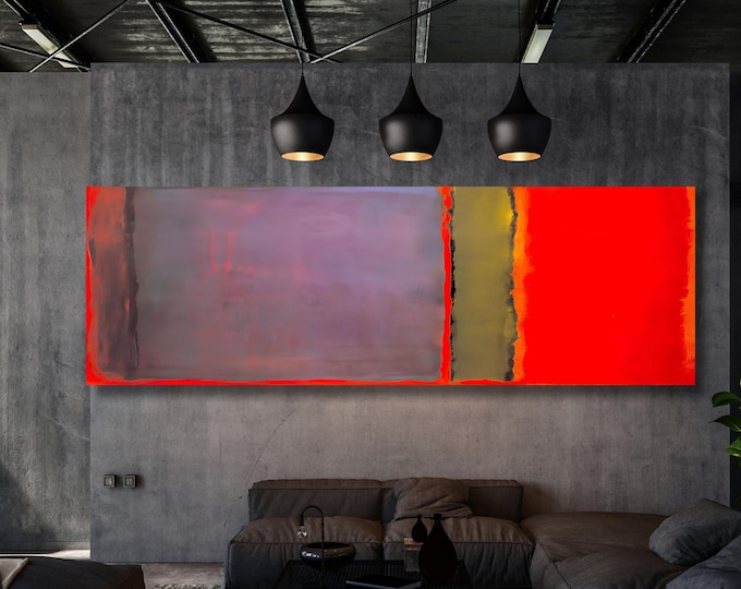 Rothko Inspired Canvas Art, Panoramic Wall Art, Vintage Style
