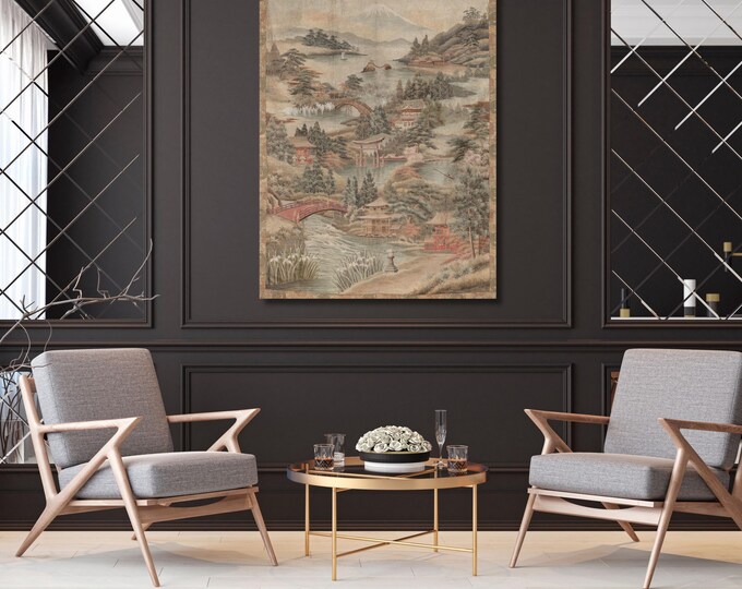 Japanese Landscape Canvas Print: Rustic Asian Wall Art