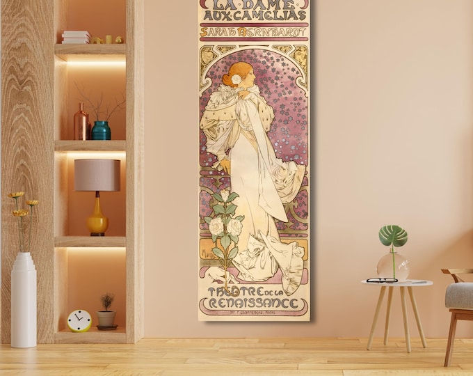 Alphonse Mucha La Tosca Canvas Art, Vintage Art Nouveau Wall Decor, Sarah Bernhardt Theatre Poster, Classic Mucha Masterpiece