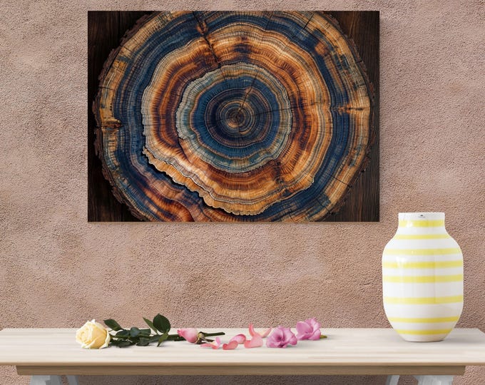 Tree Ring Canvas Wall Art, Natural Wood Print, Stump Texture Art