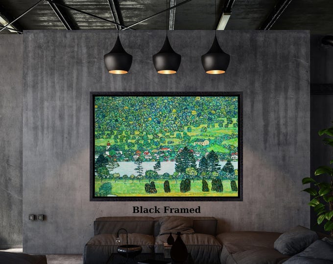 Gustav Klimt A Slope in a Forest on Attersee Lake Canvas Wall Art, Framed Green Landscape Print, Vintage Nature Home Decor Gift canvas ART