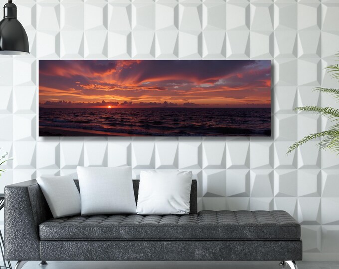 Tropical Sunset Ocean Canvas Print – Colorful Sky, Beach Decor