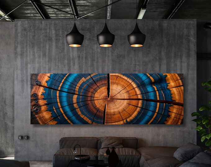 Nature Wall Art Tree Rings Canvas, Boho Earth Tones (Multiple Sizes)