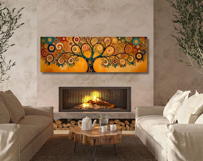 Gustav Klimt Tree of Life Canvas Wall Art: Extra Large Print