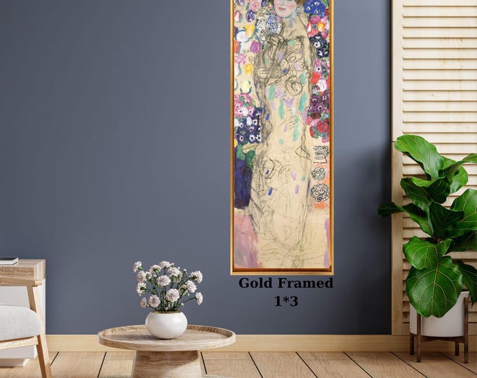Gustav Klimt Ria Munk Portrait Print Vintage Art Nouveau Vertical Woman Canvas Poster