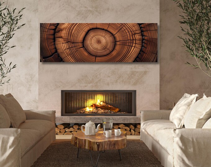 Tree Rings Canvas Wall Art: Eco-Friendly Natural Wood Print