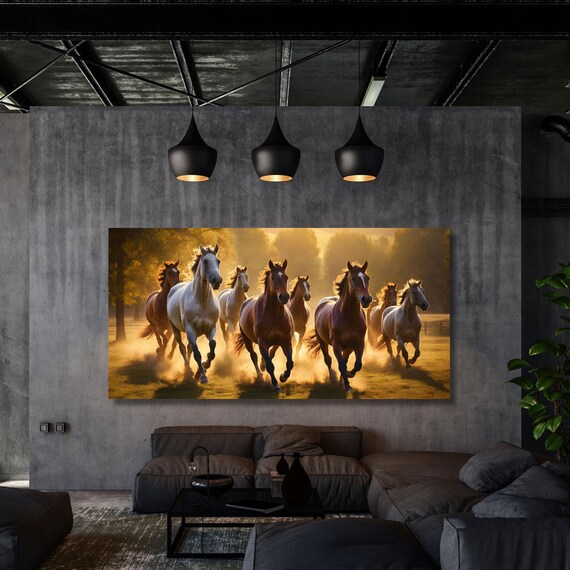 Running Horses Canvas Wall Art Animal Painting Print,Housewarming Gift First Home decor Horse Poster Canvas Ready to Hang Horse poster art