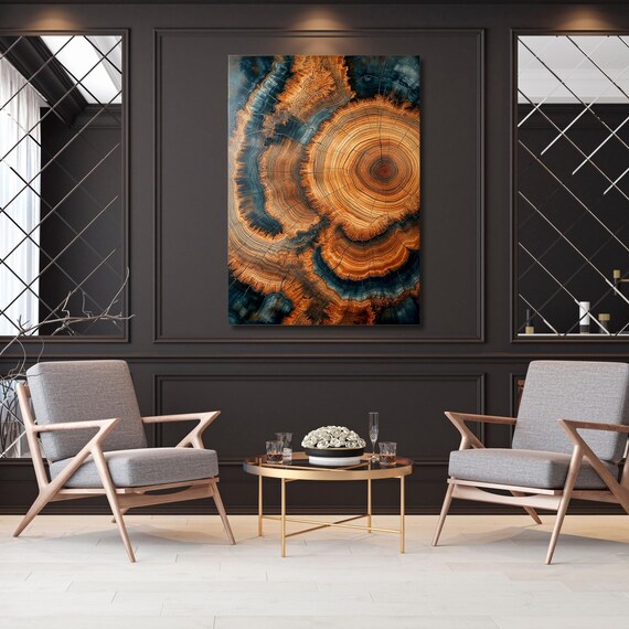 Wood Texture Wall Decor Wood Crack Abstract Natural Canvas Wall Art Great Design Solution Tree Ring Print of stump,Tree ring Canvas art gift