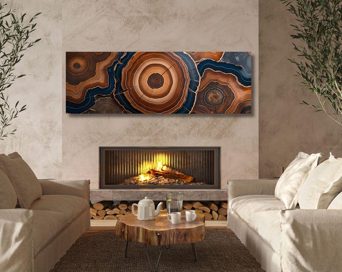 Tree Rings Wall Art: Panoramic Nature Print - Cotton Canvas