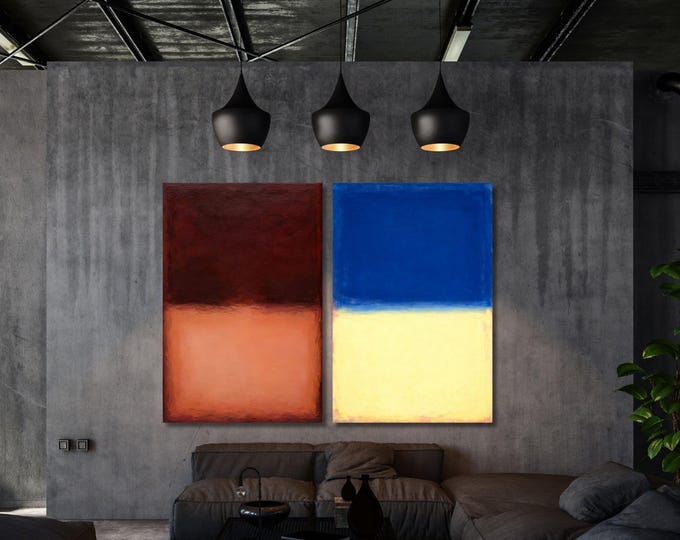 Set of 2 Rothko Style Canvas Wall Art, Abstract Rothko Art, Modern Color Blocks, Minimalist Wall Art, Rothko Style Decor