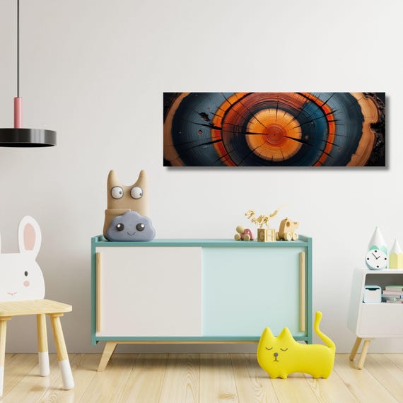 Panoramic Tree Rings Canvas Wall Art Elegant Nature Print Tree Stump Texture Eco Friendly Rustic Decor for Living Room Bedroom or Office art